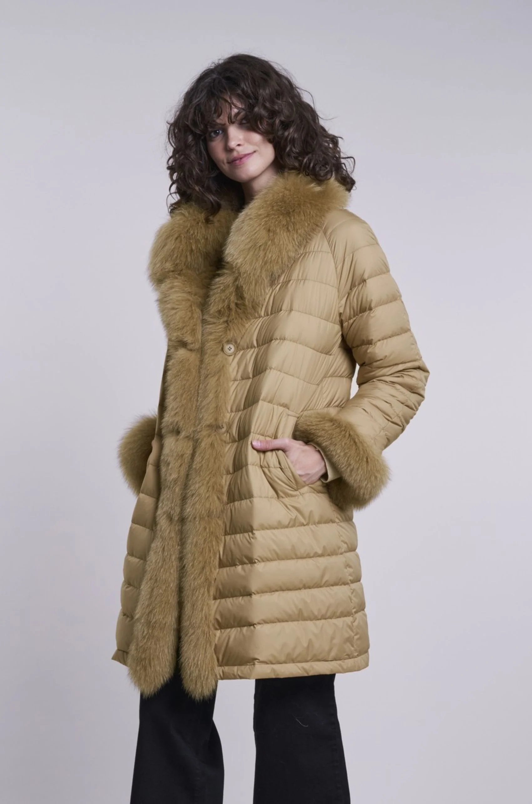 #1142C   Camel Down and Fox Reversible   $290  Limited sizes - Image 3