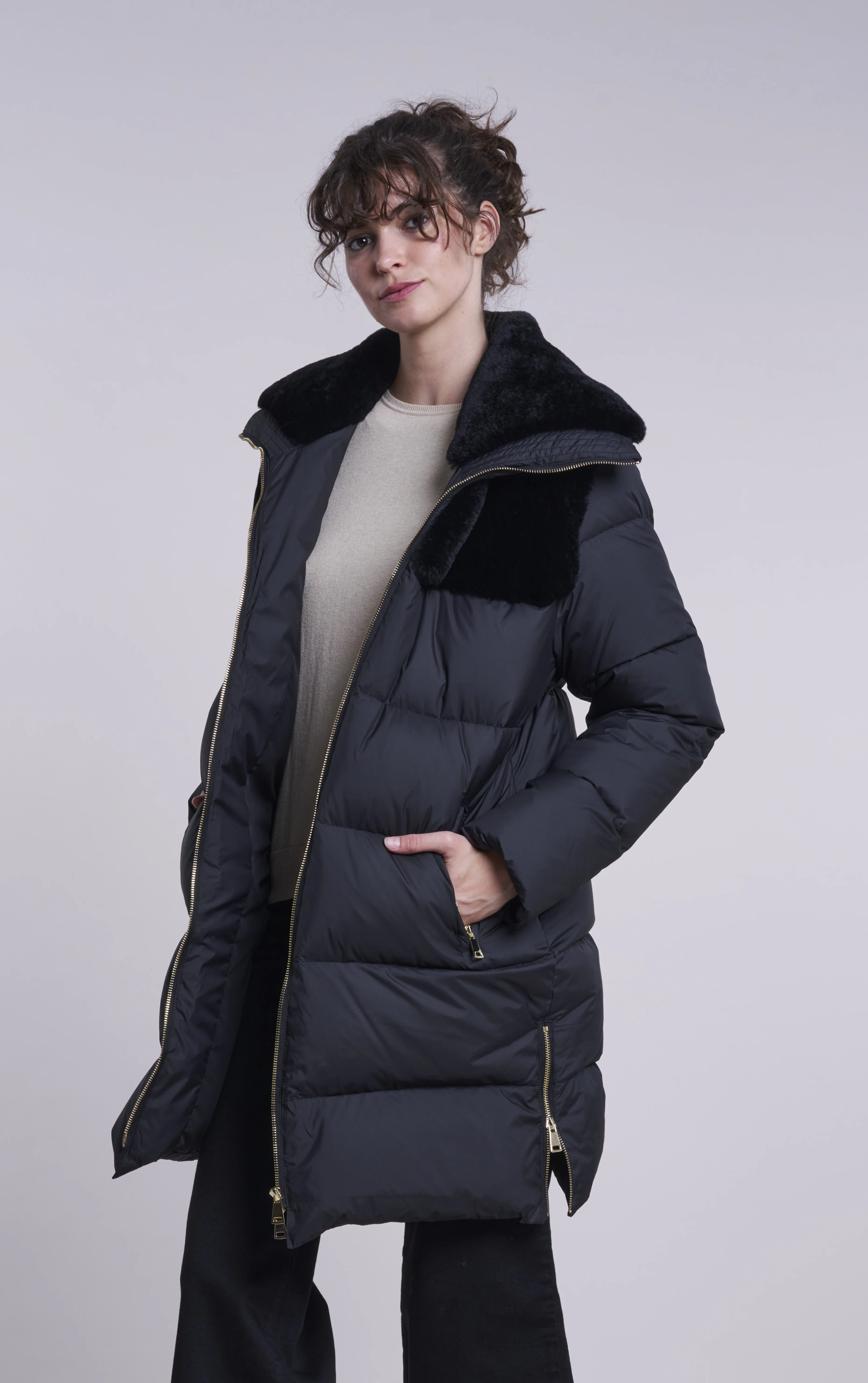 2502 Down coat shearling collar and yoke  Final Clearance  $150 limited quantity - Image 4