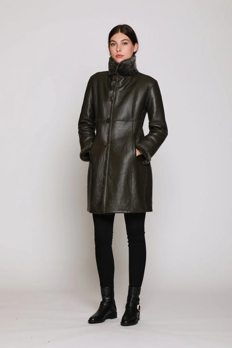 #1205 Fitted Reversible Coat with Stand Collar and Tailored front   $900 - Image 3